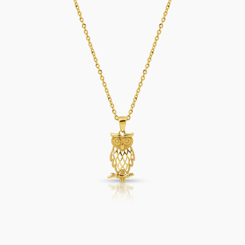 OWL LADIES NECKLACE AND PENDANT IN (SAUDI) 18K YELLOW GOLD