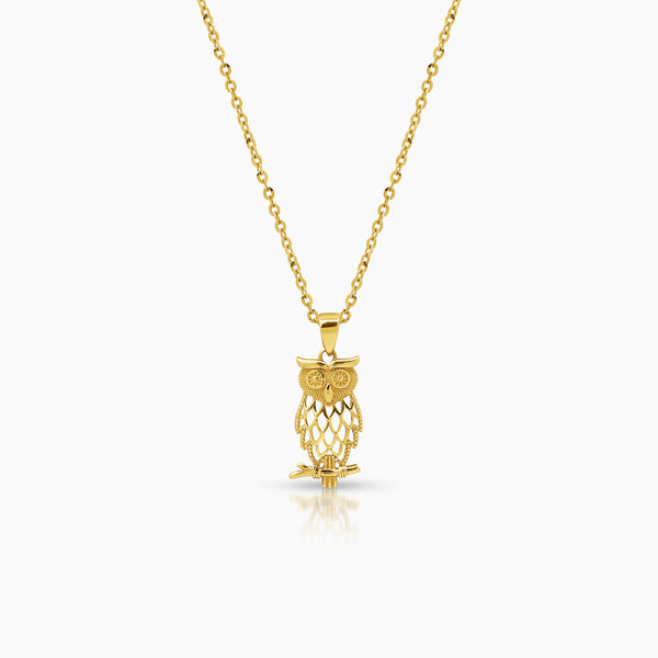 OWL LADIES NECKLACE AND PENDANT IN (SAUDI) 18K YELLOW GOLD