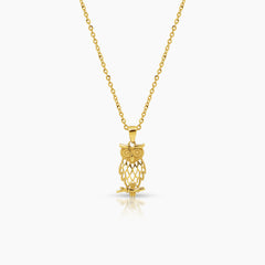 OWL LADIES NECKLACE AND PENDANT IN (SAUDI) 18K YELLOW GOLD