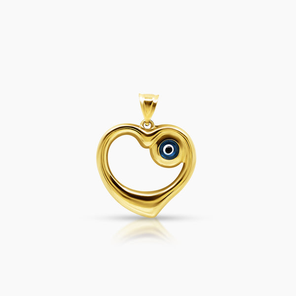EMBOSSED HEART WITH EYE PENDANT (20 MM) IN (SAUDI) 18K YELLOW GOLD