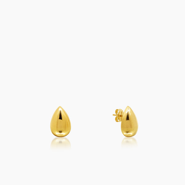 TEAR DROP LADIES STUD EARRINGS IN (SAUDI) 18K YELLOW GOLD