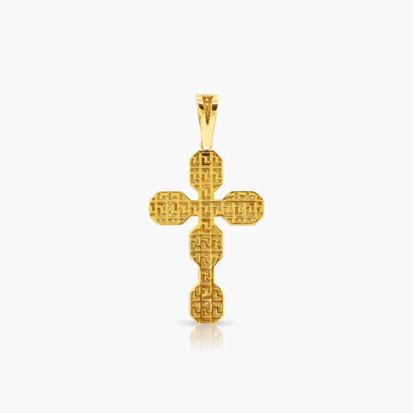 CROSS MEDAL WITH CUBIC ZIRCONIA (CZ) STONE (40 MM) IN 18K YELLOW GOLD