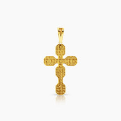 CROSS MEDAL WITH CUBIC ZIRCONIA (CZ) STONE (40 MM) IN 18K YELLOW GOLD