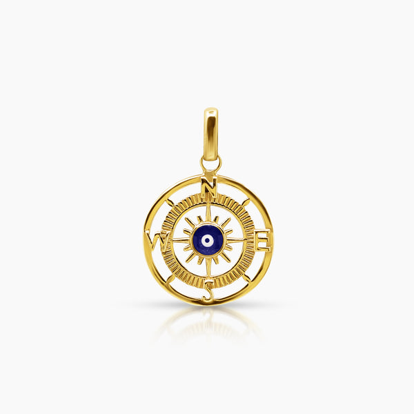 COMPASS WITH EYE PENDANT (18 MM) IN (SAUDI) 18K YELLOW GOLD