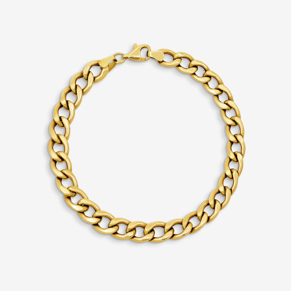 CURB CHAIN LINK MENS BRACELET IN (SAUDI) 18K YELLOW GOLD