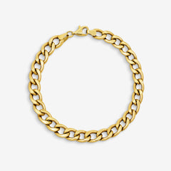 CURB CHAIN LINK MENS BRACELET IN (SAUDI) 18K YELLOW GOLD