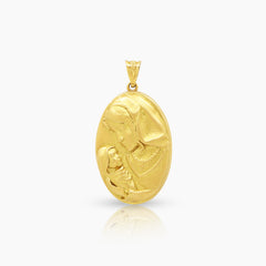 MOTHER AND CHILD MEDAL (33 MM) IN 18K YELLOW GOLD