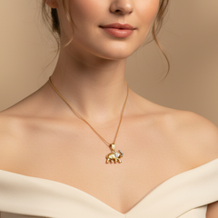 TWO TONE ELEPHANT LADIES NECKLACE AND PENDANT IN (ITALIAN) 18K YELLOW AND WHITE GOLD