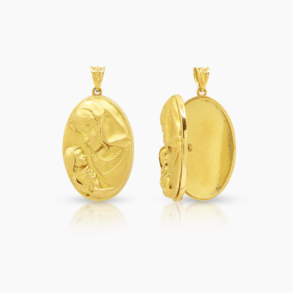 MOTHER AND CHILD MEDAL (25 MM) IN 18K YELLOW GOLD