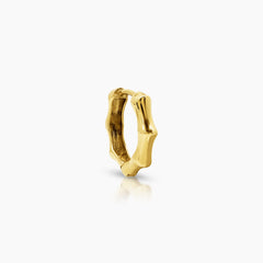ROUND BAMBOO LADIES HOOP EARRINGS IN (SAUDI) 18K YELLOW GOLD
