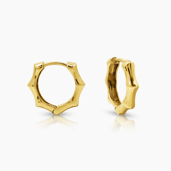 ROUND BAMBOO LADIES HOOP EARRINGS IN (SAUDI) 18K YELLOW GOLD