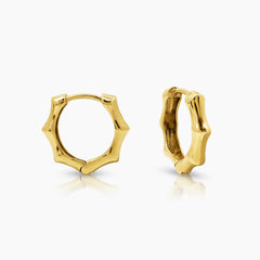 ROUND BAMBOO LADIES HOOP EARRINGS IN (SAUDI) 18K YELLOW GOLD