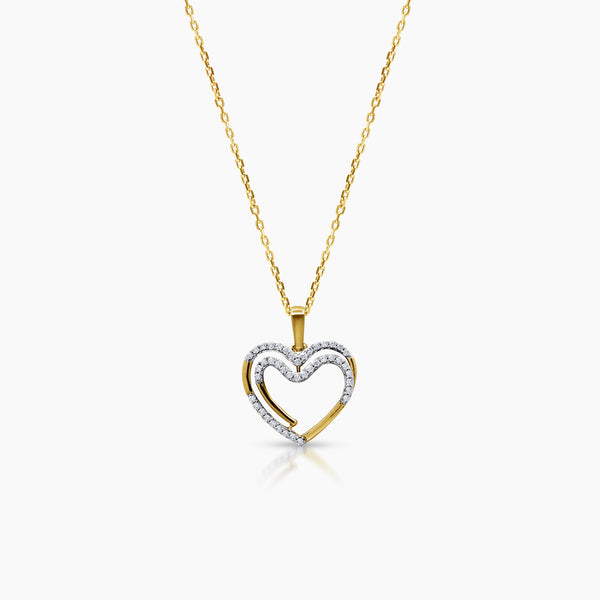 DIAMOND HEART LADIES NECKLACE AND PENDANT WITH 43=0.18 / 2.24 CARAT DIAMONDS IN 14K YELLOW AND WHITE GOLD