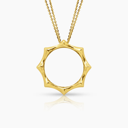 ROUND BAMBOO LADIES NECKLACE AND PENDANT IN (ITALIAN) 18K YELLOW GOLD