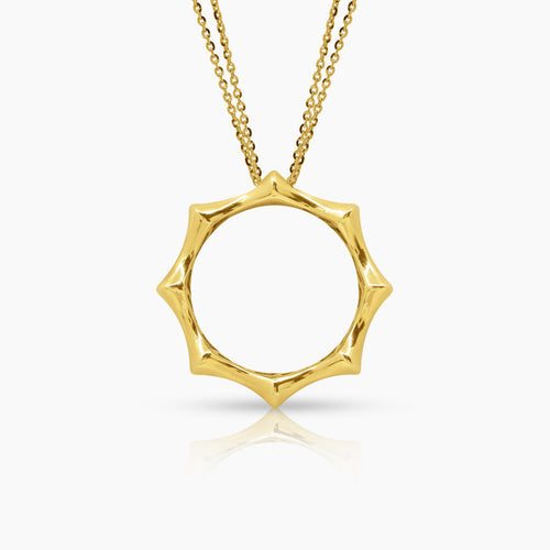 ROUND BAMBOO LADIES NECKLACE AND PENDANT IN (ITALIAN) 18K YELLOW GOLD
