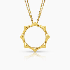 ROUND BAMBOO LADIES NECKLACE AND PENDANT IN (ITALIAN) 18K YELLOW GOLD