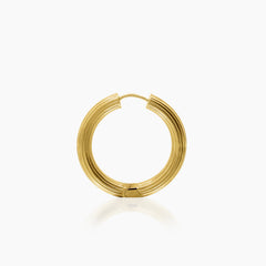 RIDGED LADIES HOOP EARRINGS IN (SAUDI) 18K YELLOW GOLD