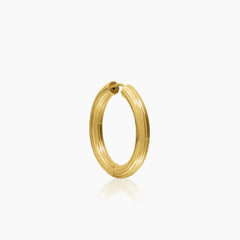 RIDGED LADIES HOOP EARRINGS IN (SAUDI) 18K YELLOW GOLD