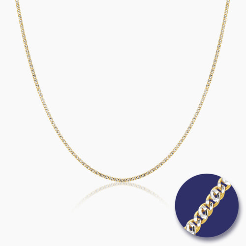 TWO TONE CURB CHAIN (22 INCHES) IN (SAUDI) 18K YELLOW GOLD AND WHITE GOLD