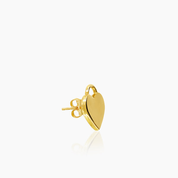 HEART-SHAPED LOCK LADIES STUD EARRINGS IN (SAUDI) 18K YELLOW GOLD
