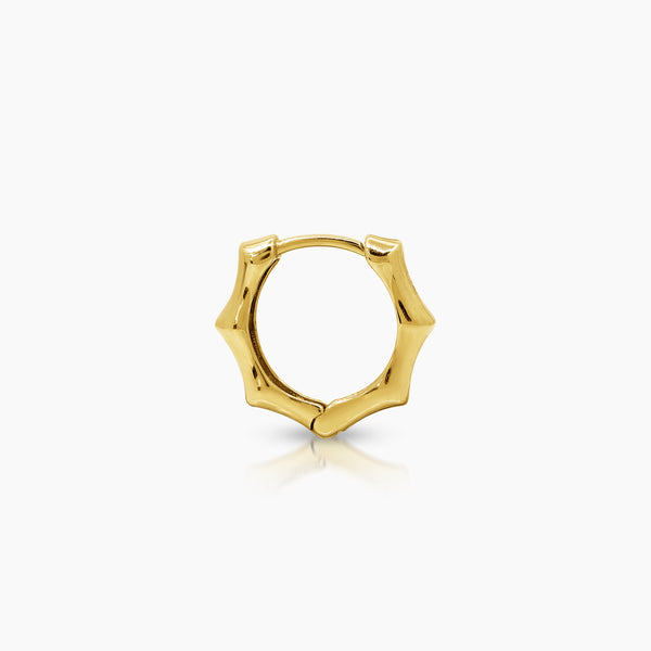 ROUND BAMBOO LADIES HOOP EARRINGS IN (SAUDI) 18K YELLOW GOLD