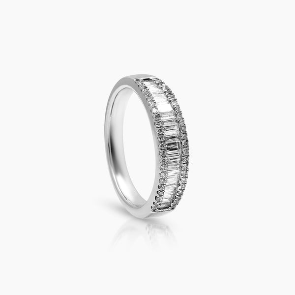 6 - DIAMOND ETERNITY LADIES RINGS WITH 44=0.14 / 22=0.28 / 4.0 / 3.83 CARAT DIAMONDS IN 18K WHITE GOLD