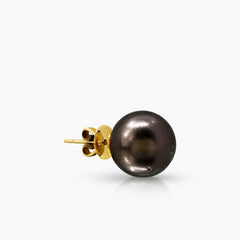 12.1 - 12.3 MM - ROUND TAHITIAN SOUTH SEA PEARL LADIES STUD EARRINGS IN 14K YELLOW GOLD