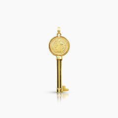 SAINT BENEDICT KEY MEDAL 36 mm (H) X 13 mm (L) IN (ITALIAN) 14K YELLOW GOLD