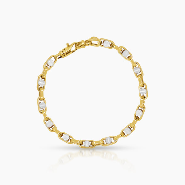 TWO TONE ALTERNATE LINK SCREW BRACELET IN (SAUDI) 18K YELLOW GOLD