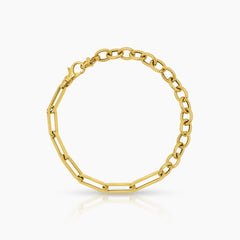 PAPER CLIP AND CHAIN LINK BRACELET IN (SAUDI) 18K YELLOW GOLD