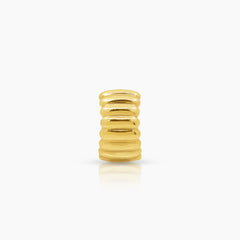 RIBBED CHUNKY LADIES HOOP EARRINGS IN (SAUDI) 18K YELLOW GOLD