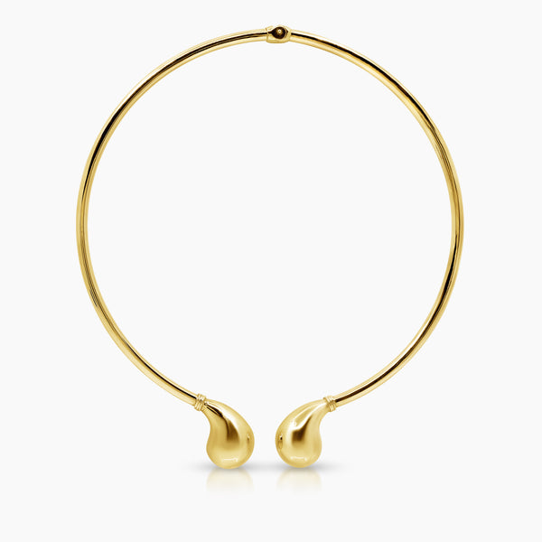 TEAR DROP OPEN CHOKER NECKLACE IN (SAUDI) 18K YELLOW GOLD