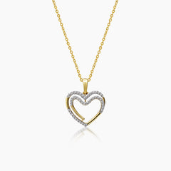 DIAMOND HEART LADIES NECKLACE AND PENDANT WITH 43=0.18 / 2.24 CARAT DIAMONDS IN 14K YELLOW GOLD