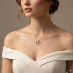 DIAMOND HEART LADIES NECKLACE AND PENDANT WITH 43=0.18 / 2.24 CARAT DIAMONDS IN 14K YELLOW GOLD