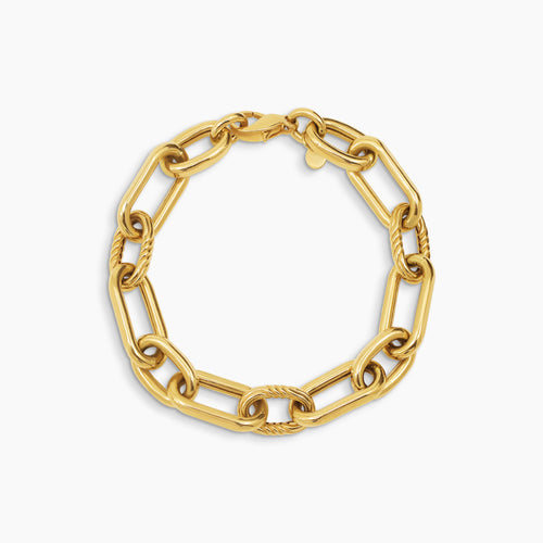 CHAIN BRACELET WITH ALTERNATING SMOOTH AND TWISTED OVAL LINKS IN (SAUDI) 18K YELLOW GOLD