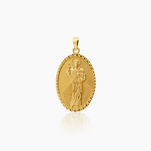 DIVINE MERCY OVAL PENDANT ±23 mm (H) X ±15 mm (L) IN (ITALIAN) 18K YELLOW GOLD