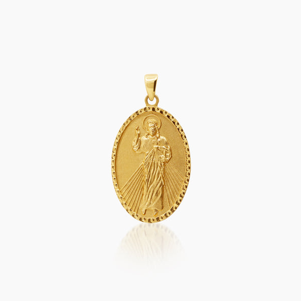 DIVINE MERCY OVAL PENDANT ±23 mm (H) X ±15 mm (L) IN (ITALIAN) 18K YELLOW GOLD