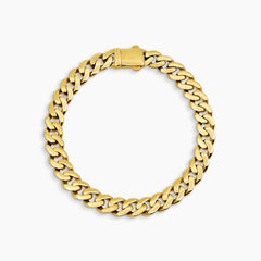 CLASSIC CUBAN CHAIN LINK MENS BRACELET WITH BOX CLASP LOCK IN (SAUDI) 18K YELLOW GOLD