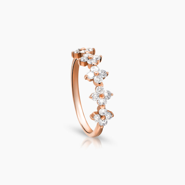 6.5 - DIAMOND FLOWER LADIES RINGS WITH 20=0.58 / 1.59 CARAT DIAMONDS IN 18K ROSE GOLD