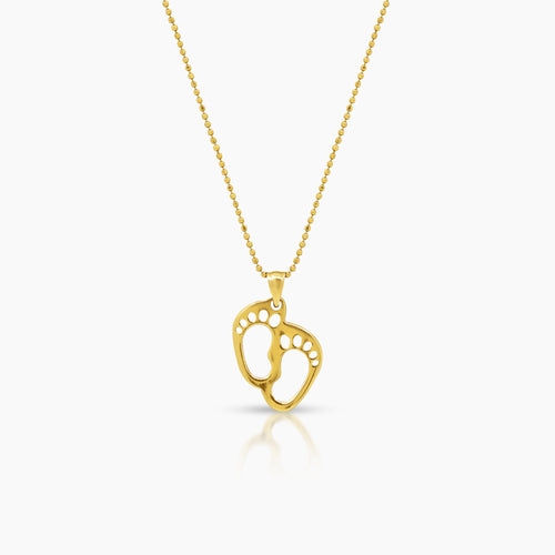 BABY FOOTPRINTS LADIES NECKLACE AND PENDANT IN (SAUDI) 18K YELLOW GOLD