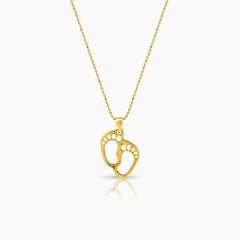 BABY FOOTPRINTS LADIES NECKLACE AND PENDANT IN (SAUDI) 18K YELLOW GOLD