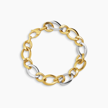 TWO-TONE FANCY LINK BRACELET IN (SAUDI) 18K YELLOW GOLD AND WHITE GOLD