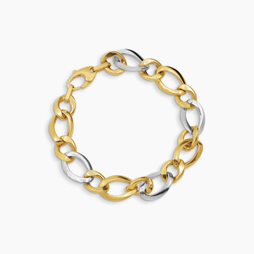 TWO-TONE FANCY LINK BRACELET IN (SAUDI) 18K YELLOW GOLD AND WHITE GOLD