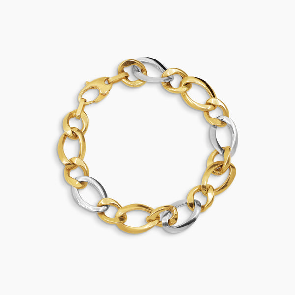TWO-TONE FANCY LINK BRACELET IN (SAUDI) 18K YELLOW GOLD AND WHITE GOLD