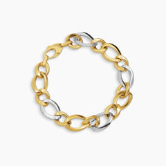 TWO-TONE FANCY LINK BRACELET IN (SAUDI) 18K YELLOW GOLD AND WHITE GOLD
