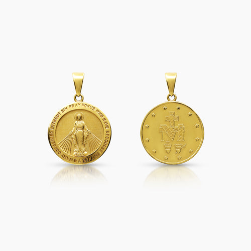 MARY MIRACULOUS PENDANT 14 mm (H) X 14 mm (L) IN (ITALIAN) 18K YELLOW GOLD