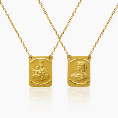 MOUNT CARMEL & SACRED HEART SCAPULAR IN (SPANISH) 18K YELLOW GOLD