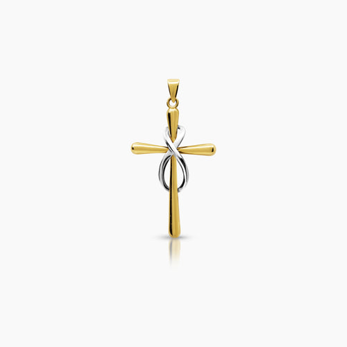 TWO TONE INFINITY CROSS PENDANT 28 mm (H) X 18 mm (L) IN 18K YELLOW GOLD