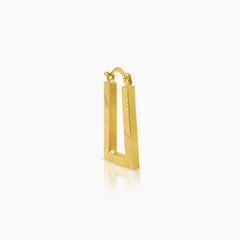 RECTANGULAR STRIPED LADIES HOOP EARRINGS IN (SAUDI) 18K YELLOW GOLD