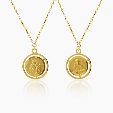 MOUNT CARMEL & SACRED HEART SCAPULAR IN (ITALIAN) 18K YELLOW GOLD